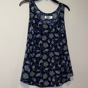 Navy print tank blouse